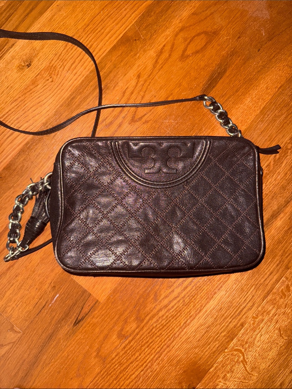 Tory Burch Quilted Brown Leather Crossbody